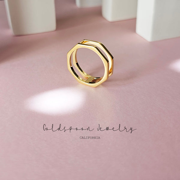 FAIZA RING - OCTAGON DOUBLE BAND RING