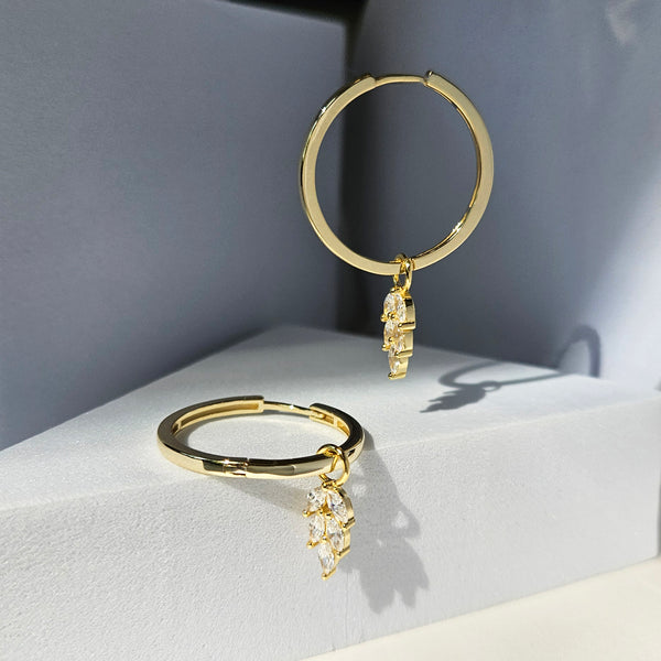KENDALL EARRINGS - LEAVES DANGLE HOOP EARRINGS