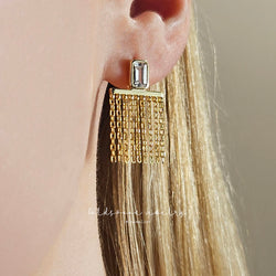 CATALEYA EARRINGS - EMERALD CUT CHAIN DROP EARRINGS