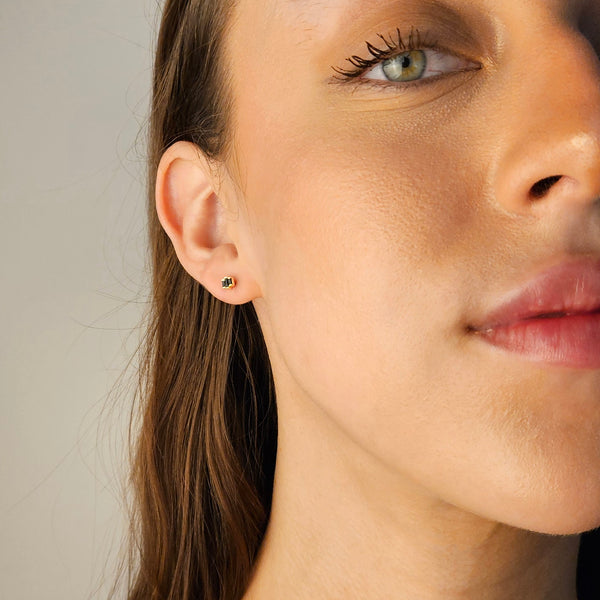 JIMENA EARRINGS - TINY ART DECO BLACK BAGUETTE STUD EARRINGS