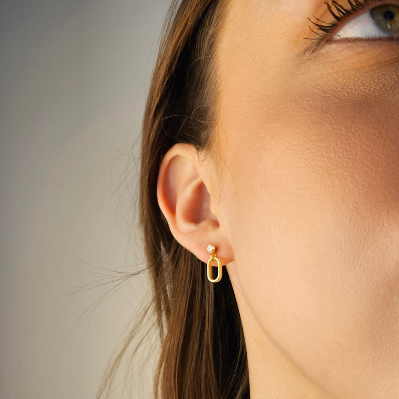 BONNIE EARRINGS - OVAL LINKED CRYSTAL DROP EARRINGS