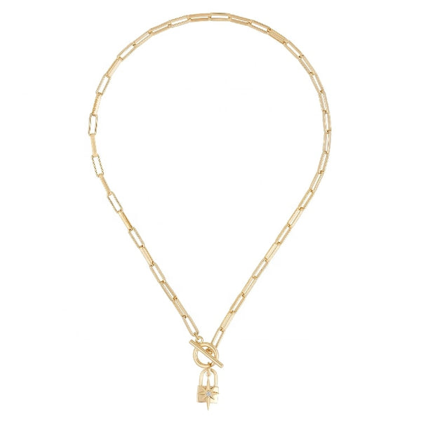 TAMIA NECKLACE - STAR & PADLOCK CHARMS TOGGLE NECKLACE / CHOKER