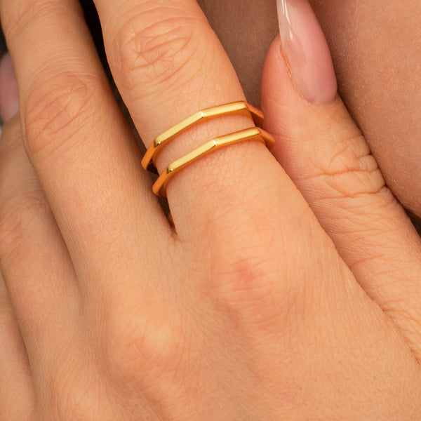 FAIZA RING - OCTAGON DOUBLE BAND RING