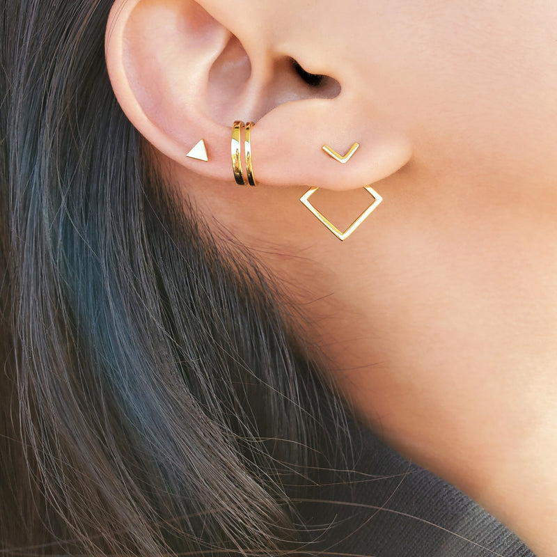 Ear Jackets Gold Statement Earrings Triangle Earrings Earring Jackets Gold  or Silver - Etsy